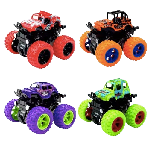 Children's 4WD Inertia Stunt Monster Trucks – Pull-Back Off-Road Vehicle Toy