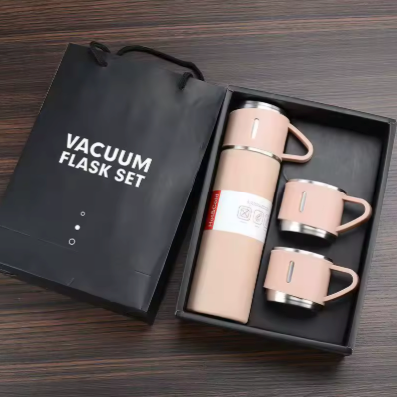 Elegant 3-Piece Stainless Steel Travel Flask & Cup Gift Set