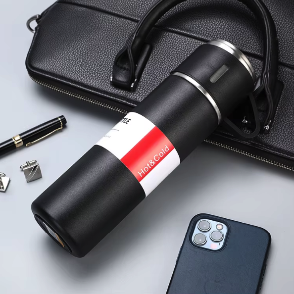 Elegant 3-Piece Stainless Steel Travel Flask & Cup Gift Set