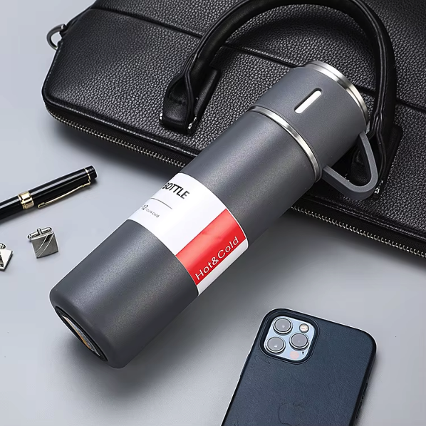Elegant 3-Piece Stainless Steel Travel Flask & Cup Gift Set