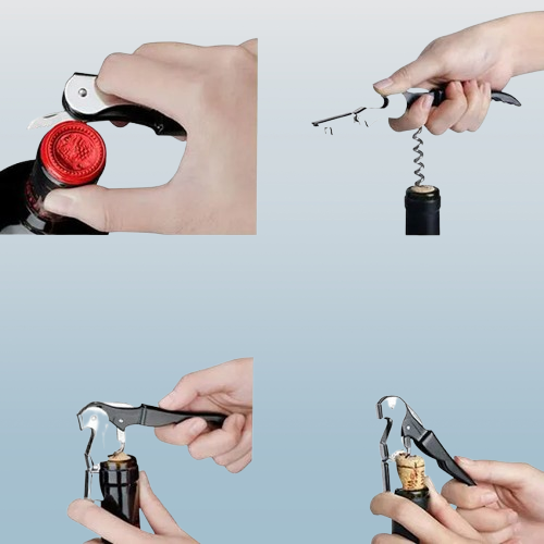 3-in-1 Stainless Steel Waiter's Corkscrew – Bottle Opener & Foil Cutter