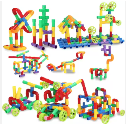 DIY Plastic Tube STEM Building Blocks – 100-Piece Educational Puzzle Construction Set