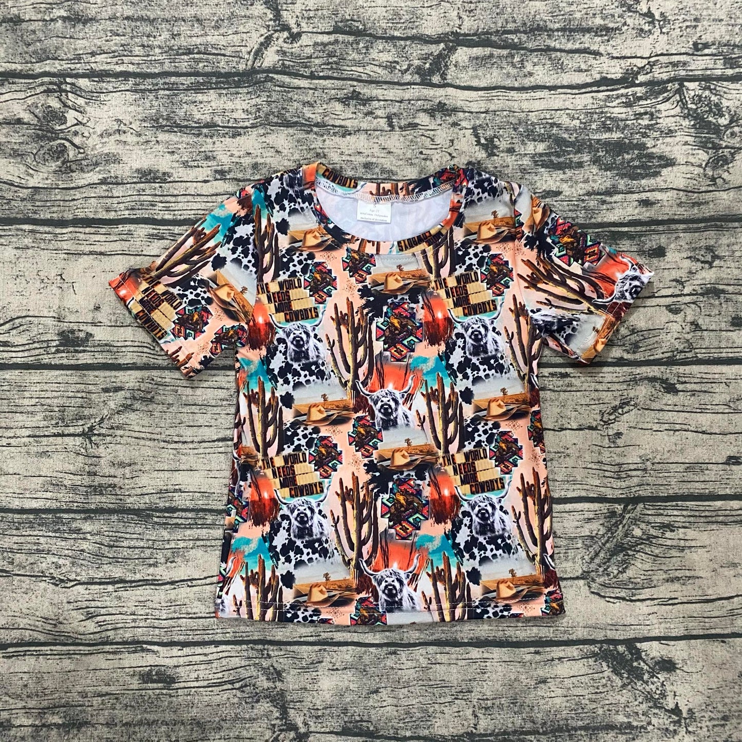 Baby & Kids Western Collage Short Sleeve T-Shirt – 3 Months to 7 Years