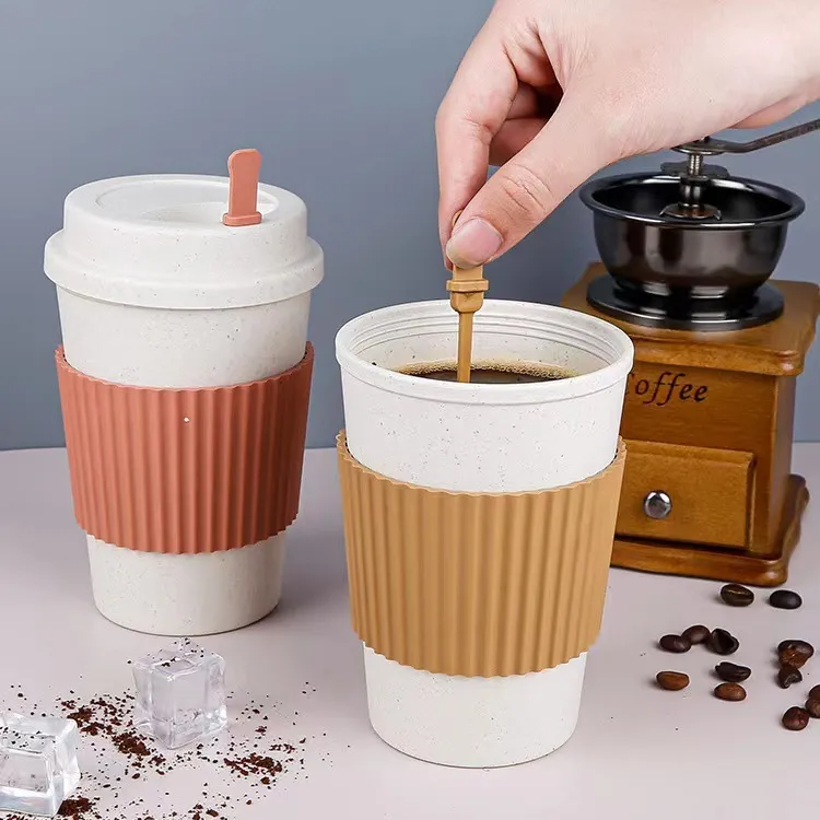 European Style Portable Travel Mug with Lid & Heat-Resistant Grip