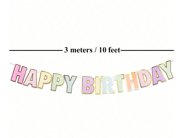 Festive Happy Birthday Banner with Gold Edges – Reusable Party Decoration Garland