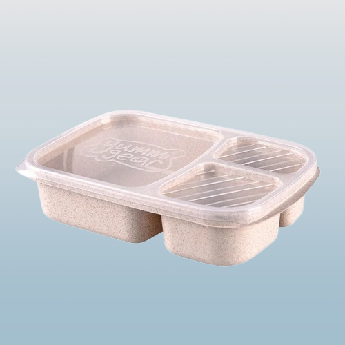 3-Compartment Bento Lunch Box with Lid – Reusable Food Storage Container