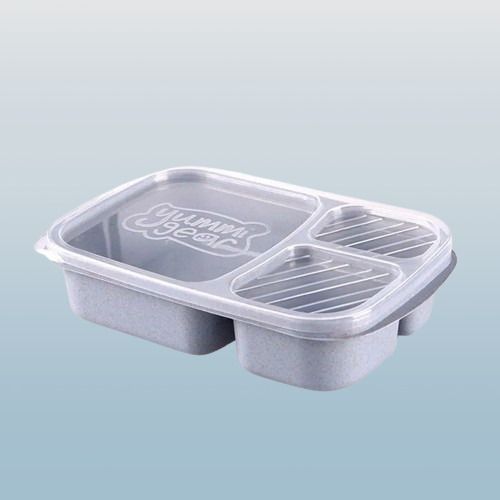 3-Compartment Bento Lunch Box with Lid – Reusable Food Storage Container