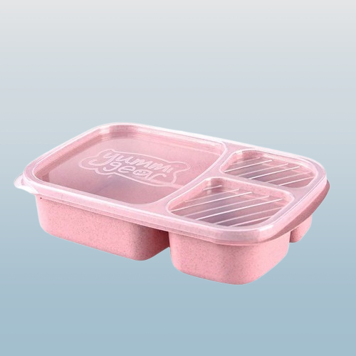 3-Compartment Bento Lunch Box with Lid – Reusable Food Storage Container