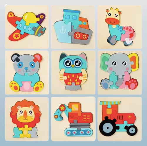 6pcs Toddler Puzzles Toys - Cartoon Wooden Puzzle Baby Toys Children's Early Education Toys