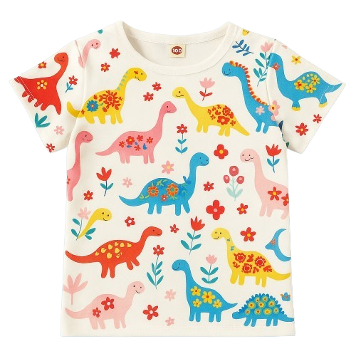 Girls' Casual Print Short Sleeve T-Shirt