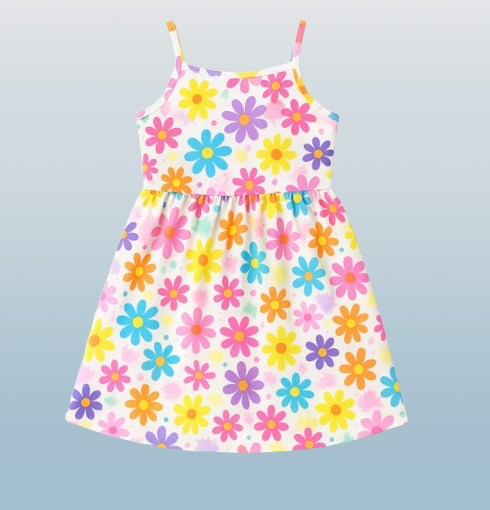Girls' Casual Printed Camisole Dress / 4Y-7Y