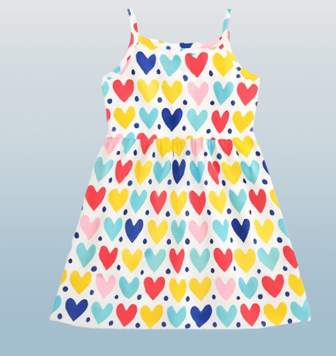 Girls' Casual Printed Camisole Dress / 4Y-7Y