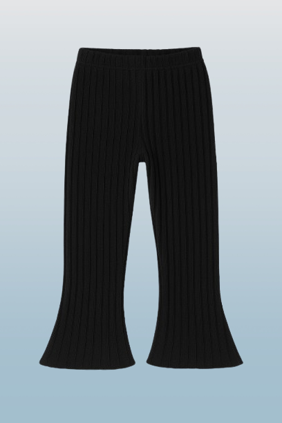 Girls' Solid Color Ribbed Elastic Waist Wide Leg Pants