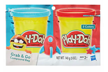 Play-Doh Grab & Go Compound Bags – 2-Pack Assorted Colors (5 oz)