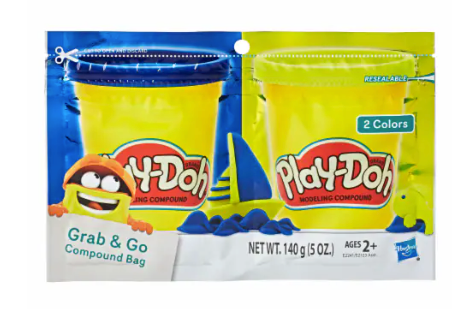 Play-Doh Grab & Go Compound Bags – 2-Pack Assorted Colors (5 oz)