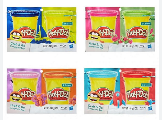 Play-Doh Grab & Go Compound Bags – 2-Pack Assorted Colors (5 oz)