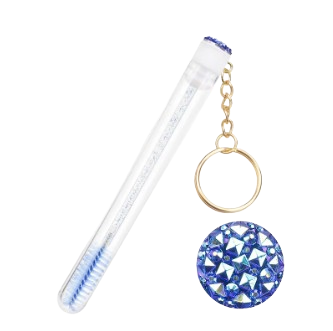 Mini Lash Brush Tube Keychain with Spoolie Wand, Decorative Mascara Brush Holder