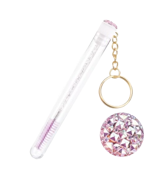 Mini Lash Brush Tube Keychain with Spoolie Wand, Decorative Mascara Brush Holder