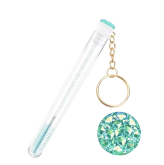 Mini Lash Brush Tube Keychain with Spoolie Wand, Decorative Mascara Brush Holder