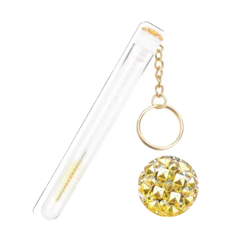 Mini Lash Brush Tube Keychain with Spoolie Wand, Decorative Mascara Brush Holder