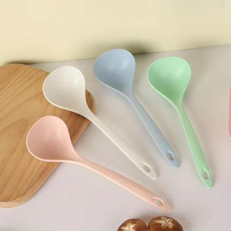 Household Kitchen Solid Color Ladle Spoon with Hanging Hole