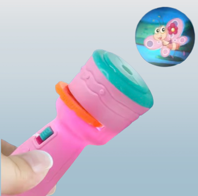 Children's Cartoon Animal Projector Flashlight – Story Projection Torch with Rotating Discs