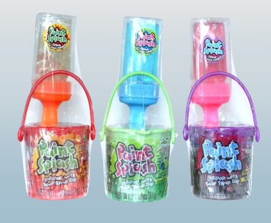 Paint Splash Lollipop with Sour Syrup Dip