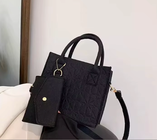 Women's Mini Polyester Quilted Tote Set, 2-Piece