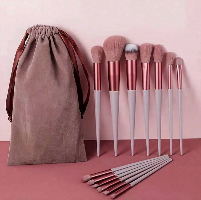 13-Piece Premium Makeup Brush Set with Soft Synthetic Bristles & Travel Pouch – Foundation, Powder, Blush, Concealer, and Eyeshadow Brushes