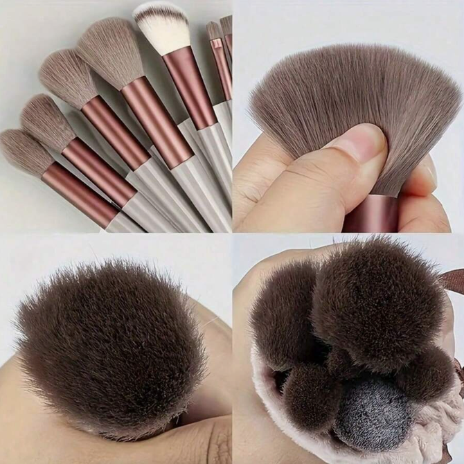 13-Piece Premium Makeup Brush Set with Soft Synthetic Bristles & Travel Pouch – Foundation, Powder, Blush, Concealer, and Eyeshadow Brushes