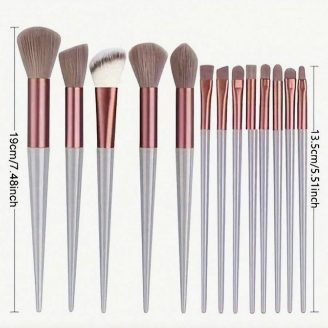 13-Piece Premium Makeup Brush Set with Soft Synthetic Bristles & Travel Pouch – Foundation, Powder, Blush, Concealer, and Eyeshadow Brushes