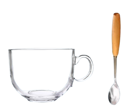 Glass Mug with Wooden Lid & Spoon
