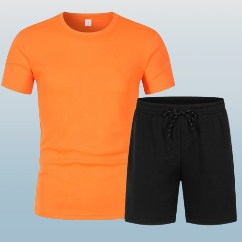 Men's Casual Sportswear Set β Solid Color Short Sleeve T-Shirt and Drawstring Shorts