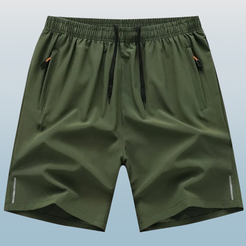 Men's Quick-Dry Breathable Elastic Waist Shorts with Zipper Pockets