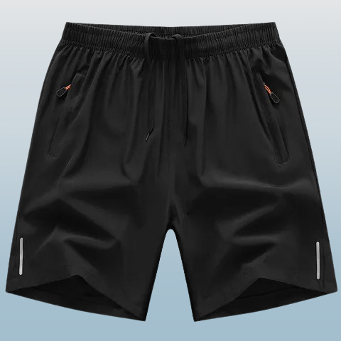 Men's Quick-Dry Breathable Elastic Waist Shorts with Zipper Pockets