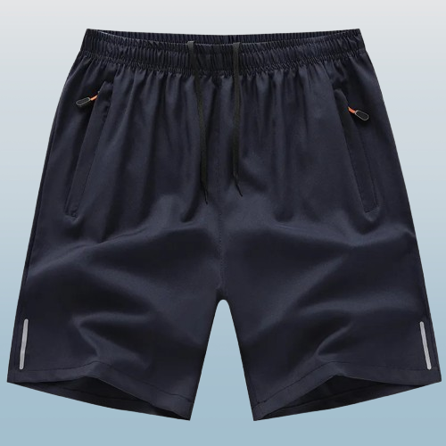 Men's Quick-Dry Breathable Elastic Waist Shorts with Zipper Pockets