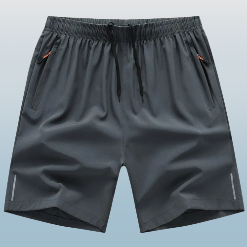 Men's Quick-Dry Breathable Elastic Waist Shorts with Zipper Pockets