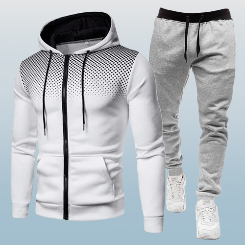 Men’s Casual Polka Dot Hoodie & Jogger Pant Set