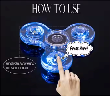 LED Luminous Transparent Fidget Spinner – Light-Up Stress Relief Toy