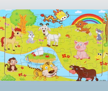 30-Piece Wooden Animal Jigsaw Puzzle for Toddlers