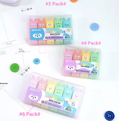 Mini Bunny Highlighter Pen Set – 4 Pack Pastel Markers