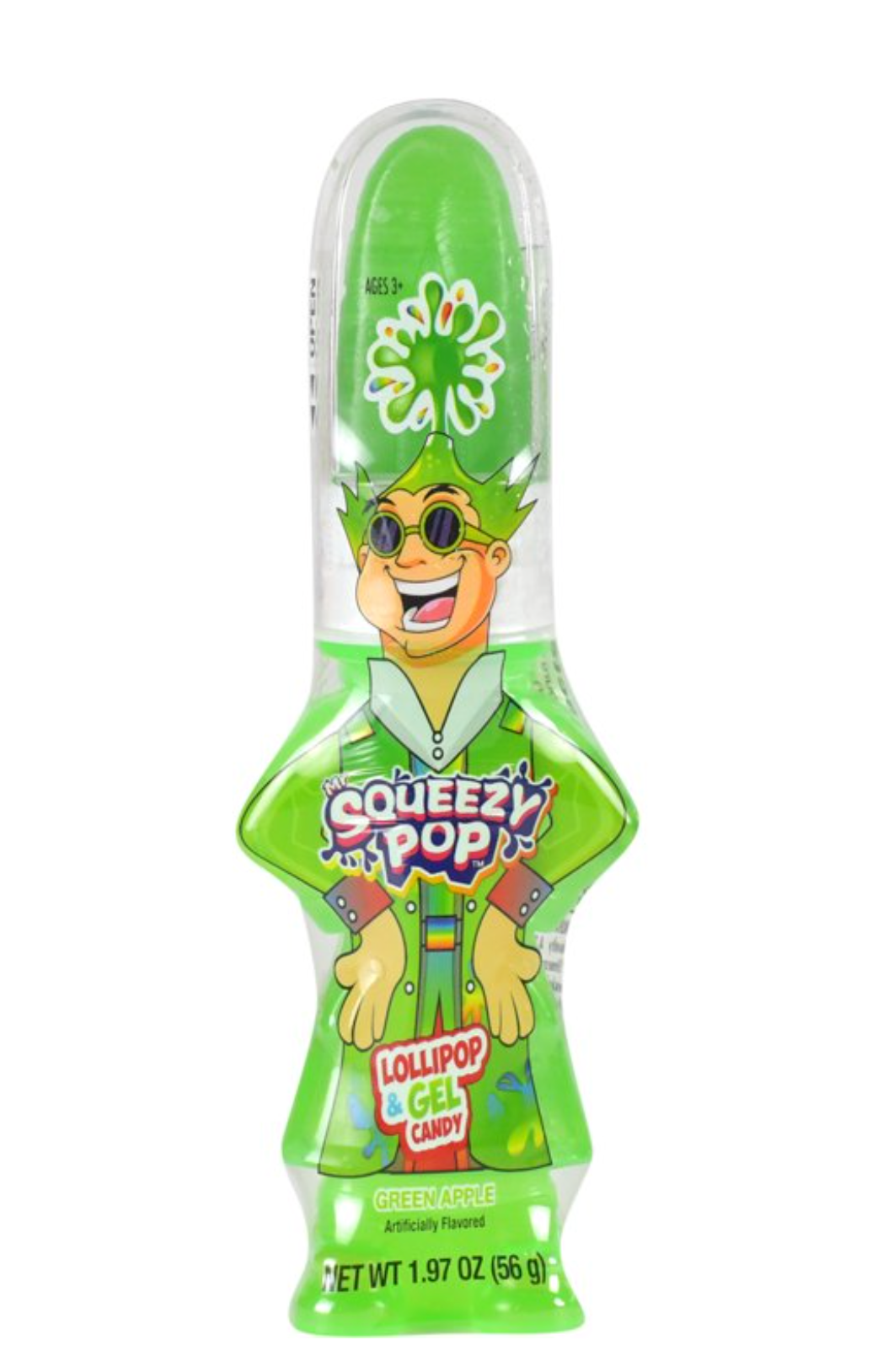 Mr. Squeezy Pop Lollipop & Gel Candy – 3 Pack (Blue Raspberry, Green Apple, Strawberry)