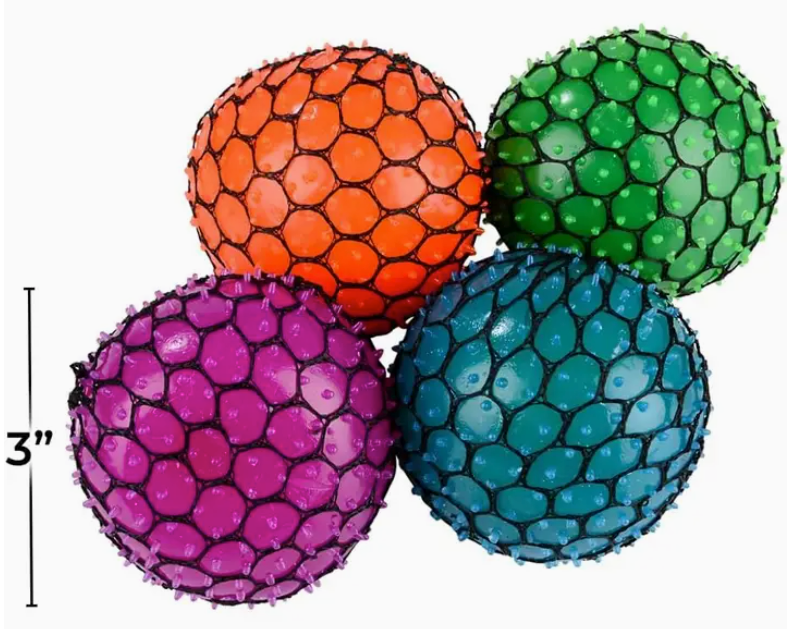 2-Pack (3 inch) Mesh Stress Balls – Sensory Squeeze Toys for Kids, Anxiety Relief & ADHD Support