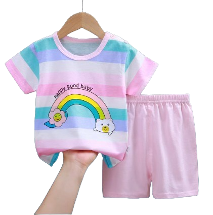 Girls' 2PC T-Shirt & Shorts Set Rainbow / 3-24 Months