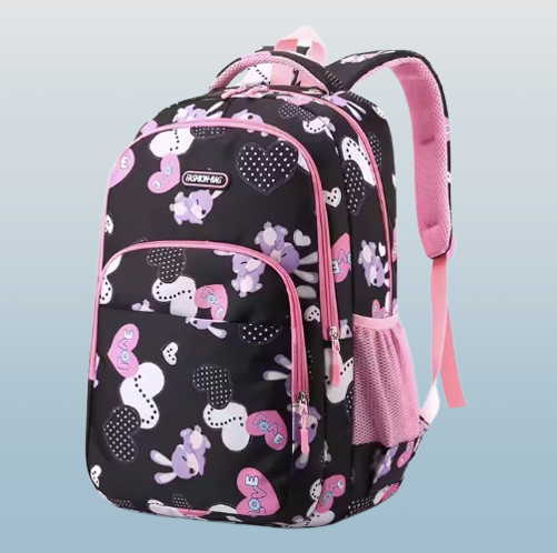 Waterproof Bunny Print School Backpack ā Girl's Multi-Compartment Primary School Bag