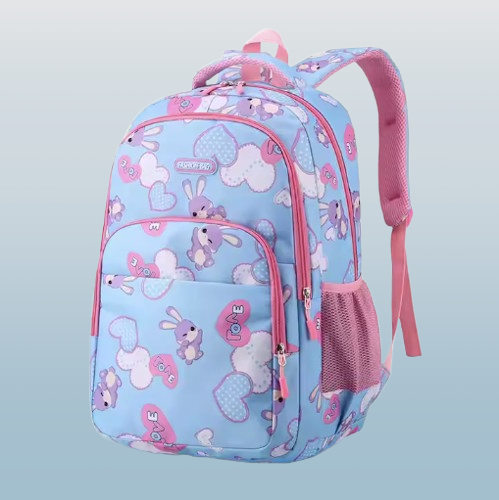Waterproof Bunny Print School Backpack ā Girl's Multi-Compartment Primary School Bag