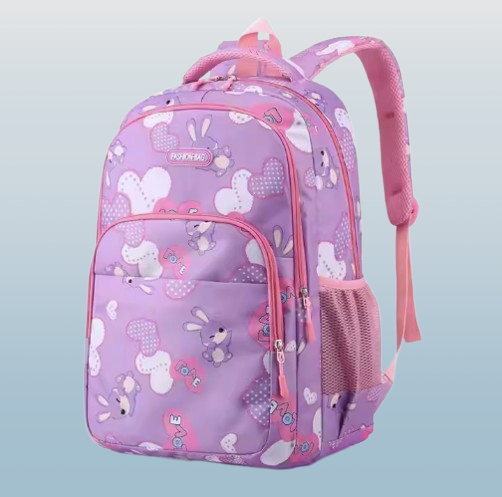 Waterproof Bunny Print School Backpack ā Girl's Multi-Compartment Primary School Bag