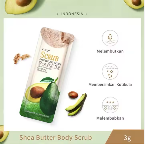 Fenyi Skin Scrub Mini Sachet – 3g (Shea Butter, Honey Peach, or Milk Flavor) - 2 Packs