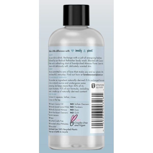 Love Beauty and Planet Radical Refresher Body Wash – Coconut Water & Mimosa Flower, 3 oz