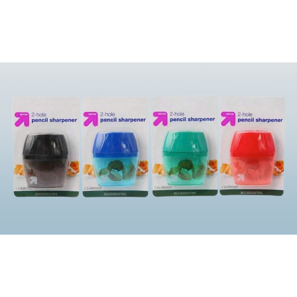 2-Hole Manual Pencil Sharpener with Shavings Container